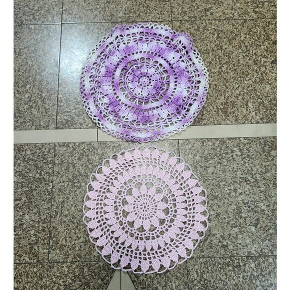 5 Colorful Hand Crocheted Elegant Round Doilies Table Topper Mat Handmade - Picture 4 of 6